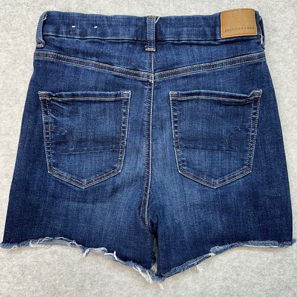 American Eagle Denim Short WMNS 4 Next Level Stretch Curvy Hi-Rise Shortie Blue - Picture 4 of 9